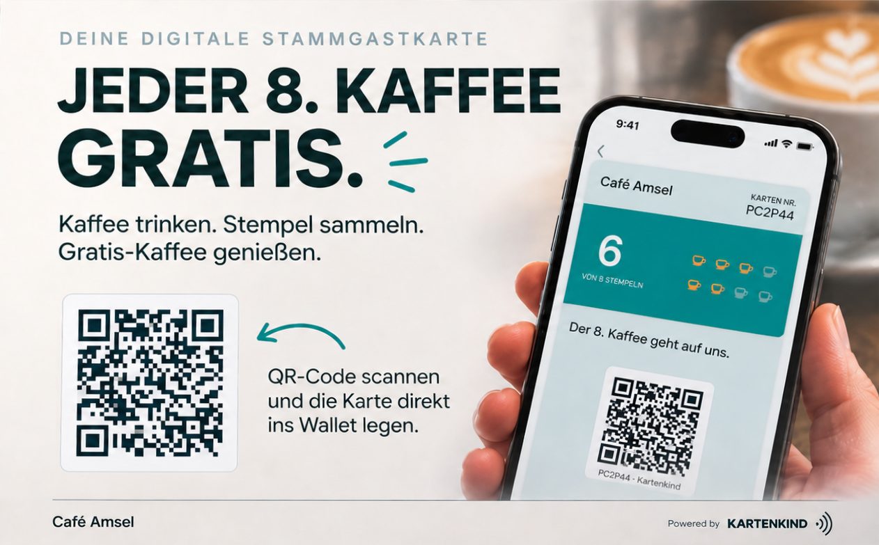 Tresenaufsteller mit QR-Code