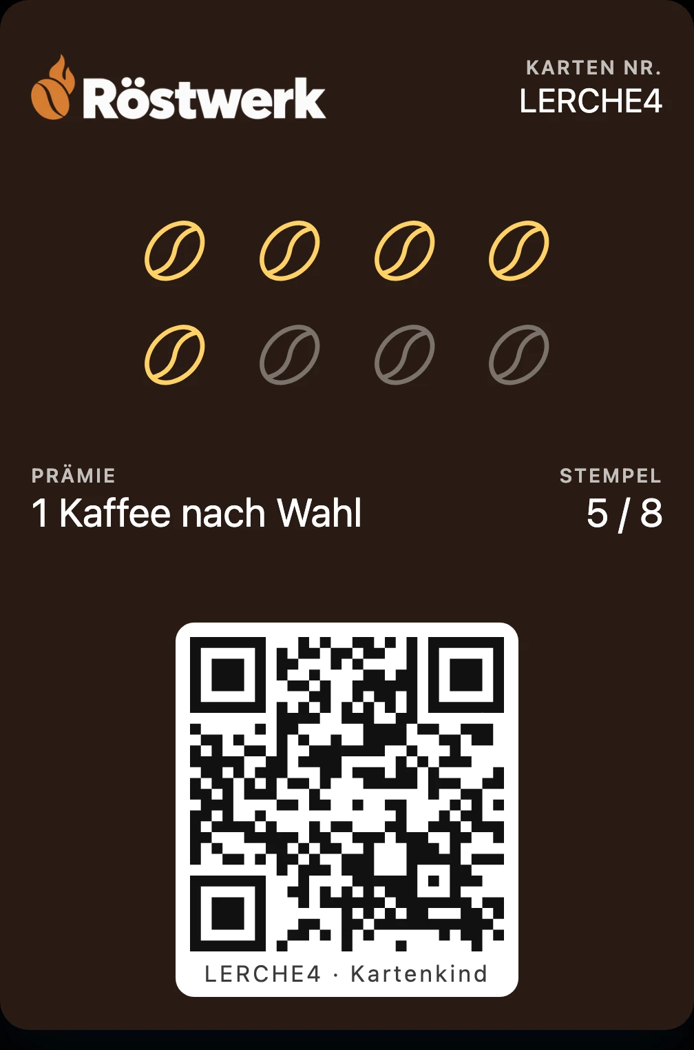 Stempelkarte von Röstwerk in der Wallet