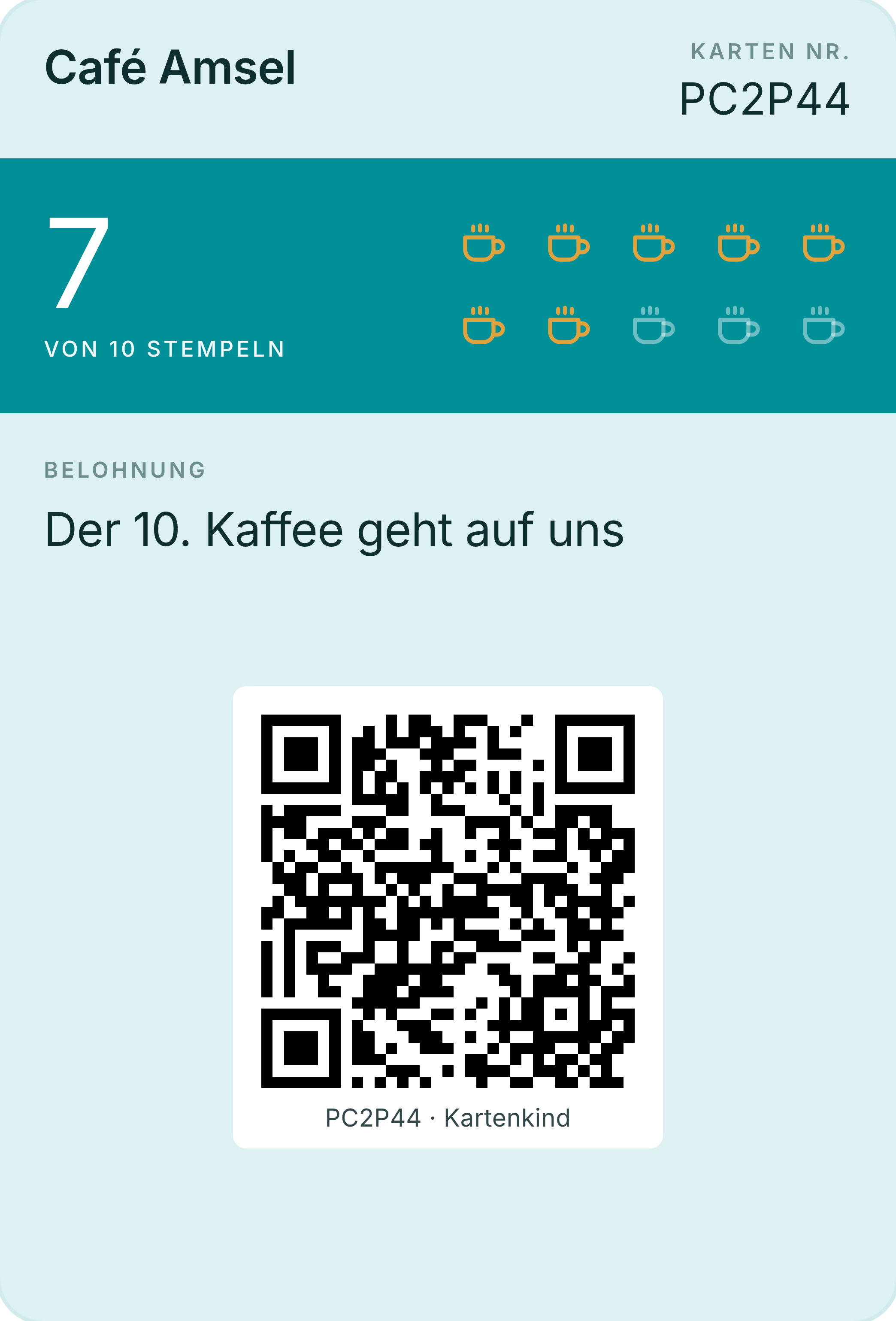 Stempelkarte in der Wallet